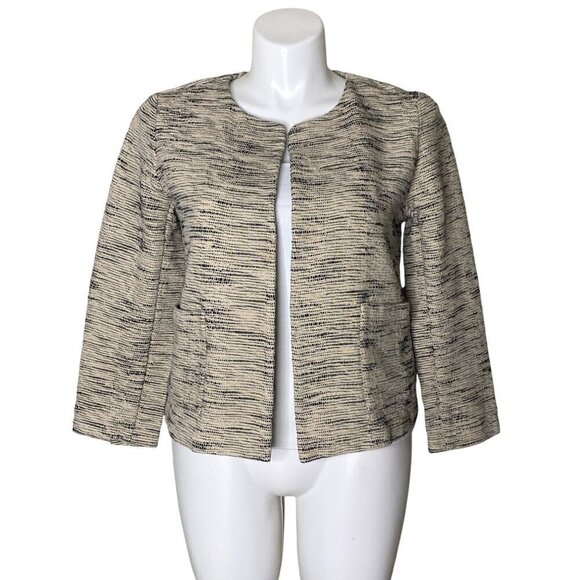 Eileen Fisher Handwoven Organic Cotton Furrows Natural Cropped Jacket, Size L - Picture 3 of 11